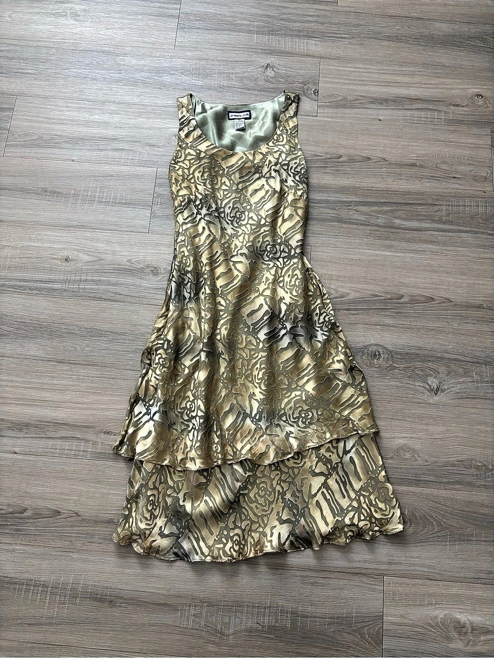 Vintage 90’s Simply Silk Women's Silk Burnout Print Midi Dress